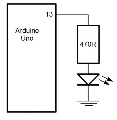 LED and resistor on Arduino pin 13