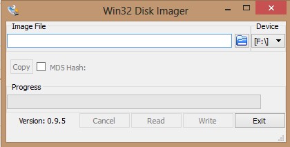Win32DiskImager window