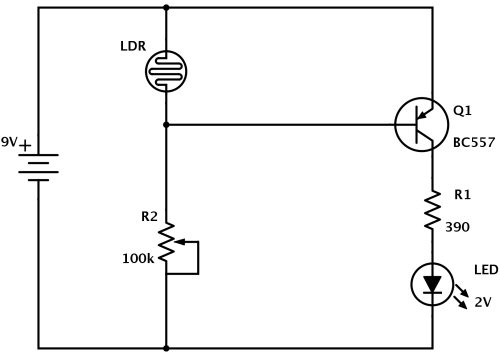 Simple circuit to detect the dark