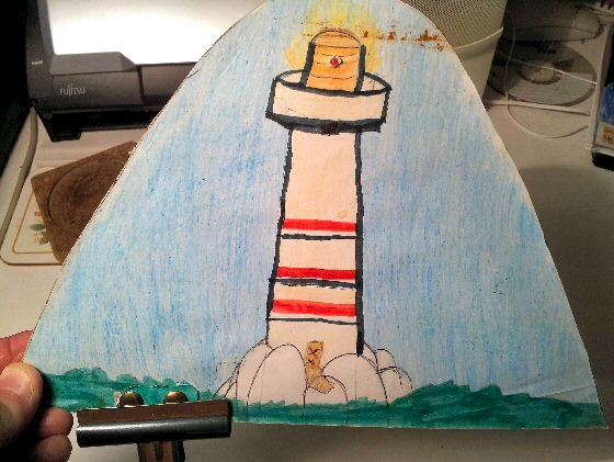 The lighthouse with the LED lamp on