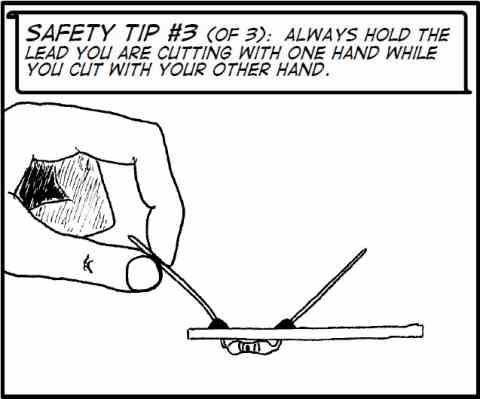 Safety tip hold lead while cutting
